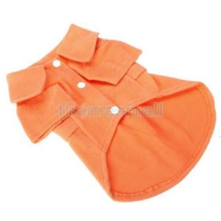Pet Dog Orange Coat Dress Clothes Clothing Apparel w Back Buttons Decoration XS