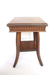Antique Signed Fremont Furniture Co Ohio Oak Wood Stand Table Nice Clean