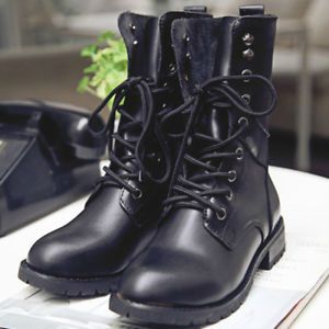 Fashion Womens Ladies Military Lace Up Army Combat Ankle Boots Size