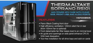 Thermaltake Soprano RS101 Black Mid Tower ATX Case Clear Side Front USB Audo