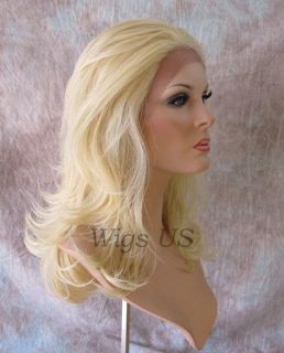 Long Lace Front Wig Straight Layers Heat Resistant Pale Blonde Lace Wigs
