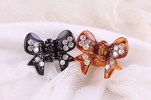2 Pcs Classic Crystal Small Mini Butterfly Hair Clips Claws Clamps Hairpin 0 9"