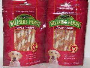 Hillside Farms Jerky Wraps Natural Chicken Dog Chews Treats 2 Packs New