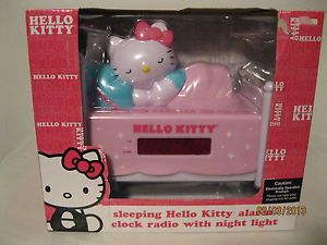 Hello Kitty Sleeping Hello Kitty Alarm Clock Radio with Night Light New