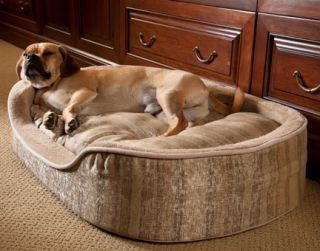 New Dog Bed Ultra Plush Microtec Cuddler Soft Touch Pet Bed Pearl w Taupe 33437
