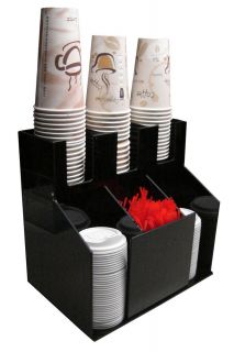 Cup An Lid Dispensers Holder Coffee Condiment Caddy Cup Rack Sugar Organizer