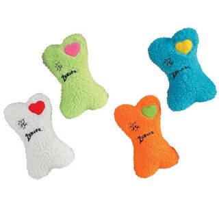 Zanies Plush Squeaky Pet Toys Embroidered Heart Berber Bones Dog Toy