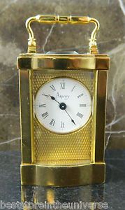 French Brass Cased Carriage Travel L'Epee 1839 Asprey 11 Seven Jewels Clock
