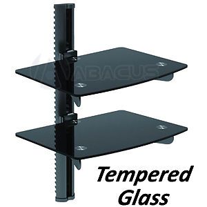 Adjustable Dual Glass Shelf Wall Mount for Game Console Wii PS3 Xbox 360 Kinect