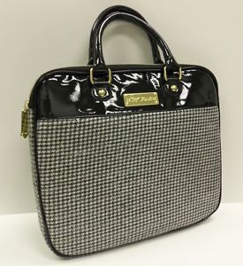 Betsey Johnson Laptop Bag Case Hounds Tooth Black White Computer