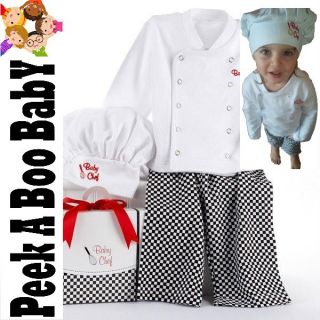 Baby Toddler Chef Uniform Costume Pretend Play New Suit 3 Piece Suit 6M 3years