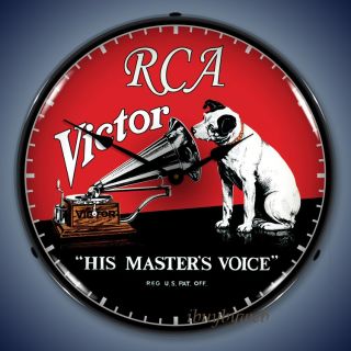 Retro Nostalgic RCA Victor Turntable Lighted Clock New