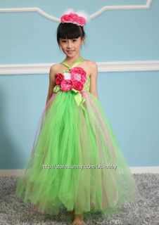 Green Baby Toddler Children Girl Wedding Party Pageant Costume Tutu Dress 1 8Y