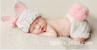 Newborn Baby Infant Rabbit Knitted Costume Photo Photography Prop Hats