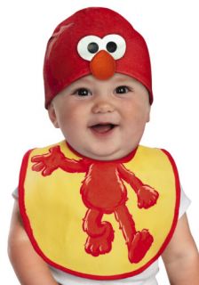 Infant Baby Elmo Sesame Street Costume Hat Bib 0 6 Months