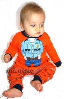 Baby Boy Fancy Dress Police Man Costume Outfit Sleepsuit Pyjama 18 24 2 3 4 5 6