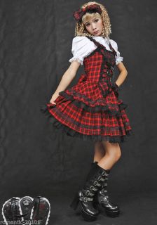 Cute Lolita Gothic Maid Punk Country Dress Bow Princess Cosplay Costume 81047