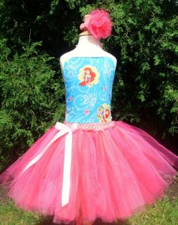 Ariel Tutu Dress Pageant Birthday Costume Disney Princess Red Pink