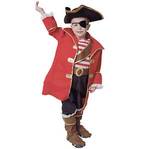 Toddler Boys Size 4T Red Pirate Captain Halloween Costume Outfit Set