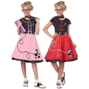 50's Sweetheart Costume Kids Poodle Skirt Halloween Fancy Dress