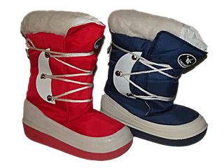 New Girls Boys Childrens Winter Fur Lined Moon Boots Snow Ice Ski Red Blue Sz3 5