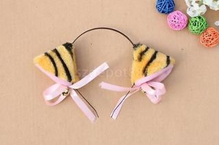 1 Tiger 1 Leopard Party Anime Cosplay Cat Ears Headband w Bell Lolita Hairband