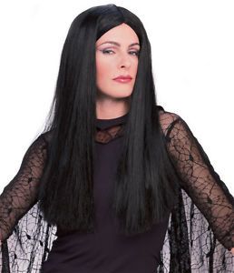 Adult Officially Licensed Addams Family Morticia Wig Adams Womens Costume Black
