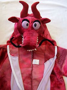 Red Dragon Devil Halloween Costume Plush One Piece Hooded Velour Childs 47 Inch