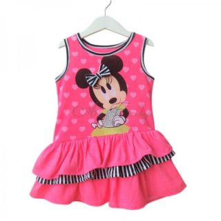 Girl Kid Fancy Minnie Mouse Sleeveless Ruffle Top Dress Costume Ages 1 5 Years