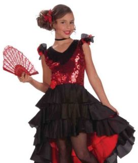Kids Sequin Senorita Spanish Flamenco Dancer Halloween Fancy Dress Costume