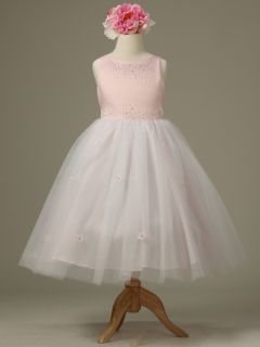 Pageant Wedding Flower Girls Rhinestone Satin Tulle Ballerina Pink Dress 2 14