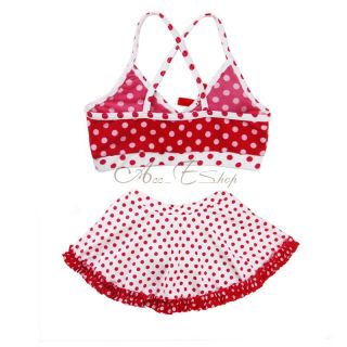 Polka Dots Girl Minnie Mouse 2pc Swimsuit Bikini Swimming Costume Bathers 2 9 Y