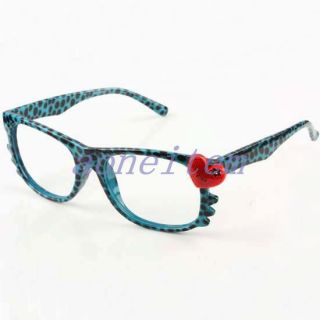 Costume Girls Kitten Cat Heart Leopard Eyewear Eyeglasses Glasses Frames No Lens