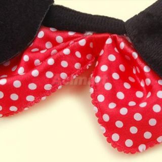Mickey Mouse Ears Costume Head Band Red Bow Dots S