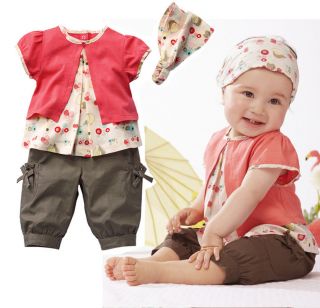 Girls Baby Clothes 0 24M Top Pants Headband 3 Piece Lovely Outfit Set Costume