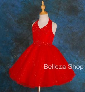 Red Flower Girls Party Pageant Dress Sz 2T 3T FG13RE