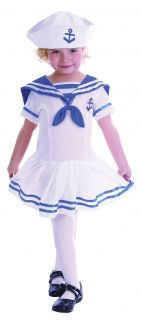 Childrens White Sailor Girl Fancy Dress Costume Nautical Outfit Toddler 2 3 Year