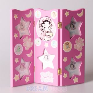 Baby Betty Boop Stars Moons and Animals Pink Triple Hinged Picture Frame