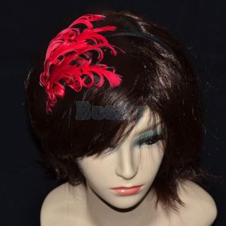 Dark Red Handmade GOOSE Feather Corsage DIY Headdress Hair Accessories Costume