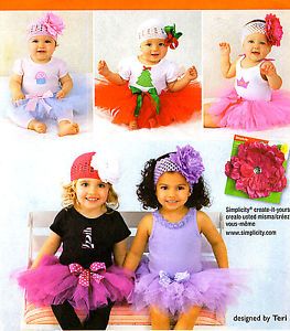 Infant Baby Cute Tutu Appliques Costume Sewing Pattern XS L Simplicity 1956