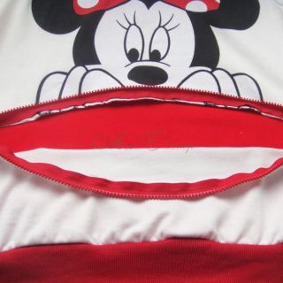 Women Girls Men Minnie Mickey Mouse Costume Ear Zip Up Hooded Top T Shirt Jumper