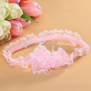 New Cute Baby Girl Lace Headband Hair Bow Head Band Photo Prop Pink