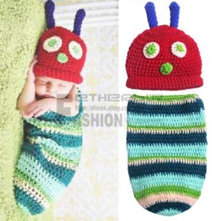 Newborn Baby Crochet Caterpillar Cocoon Hat Set Photo Prop Photography Costume