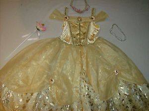Disney Princess Belle Costume Gold Girl Dress Up 4 Deluxe
