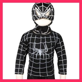 D204 13 Black Spiderman Kids Halloween Party Fancy Costume Outfit 6 7T