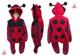 Baby Boy Girl Fleece Bee Ladybird Costume Romper 6 27m