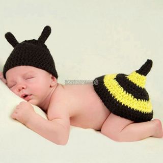 Baby Costume Photo Photography Prop Knit Crochet Beanie Animal Bee Hat Cap Sets