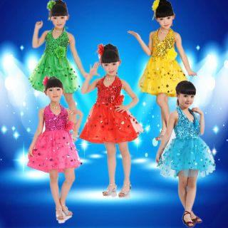 Girl Children Kids Ballet Dance Latin Ballerina Jazz Tutu Costume Party Dress