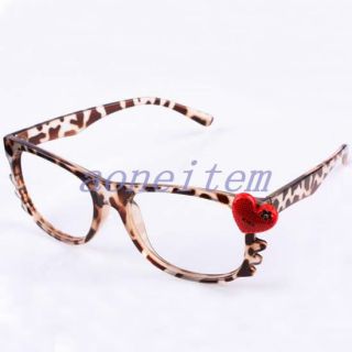 Costume Girls Kitten Cat Heart Leopard Eyewear Eyeglasses Glasses Frames No Lens