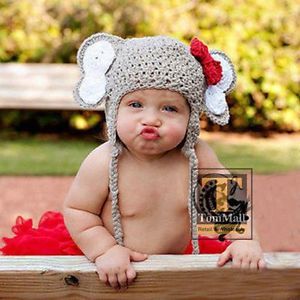 Baby Infant Newborn Elephant Hat Knit Crochet Clothes Outfit Photo Prop CA1025